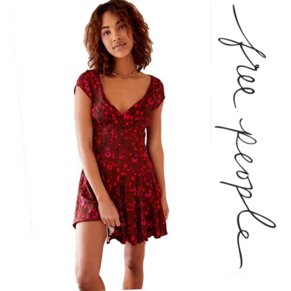 Free People “It Takes Two” Wrap Dress in Plum Combo Mini Dress (M) - Picture 2 of 11